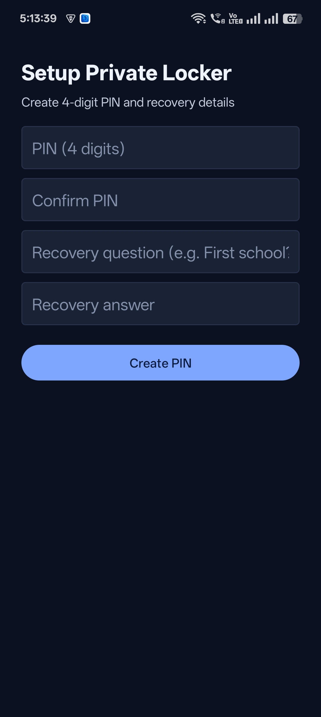 Setting up a Private Locker PIN to hide downloaded videos