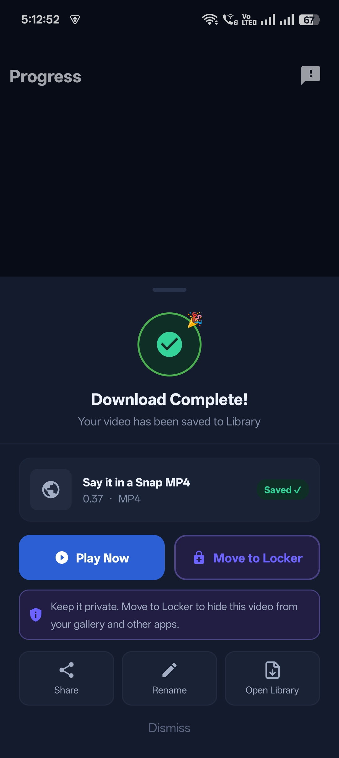 Download complete screen with Play Now and Move to Locker buttons